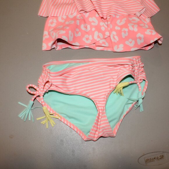 Multi color 2 Pcs Justice Tankini Swimsuit Size 7 - Picture 3 of 10